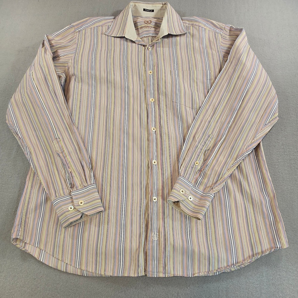 Bugatchi Uomo Button Down Men XL Multi Color Stripe Classic Fit Cotton